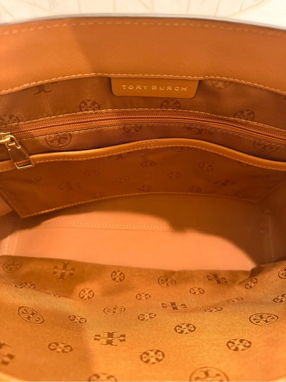 Tory Burch Cognac Saffiano Leather Tote